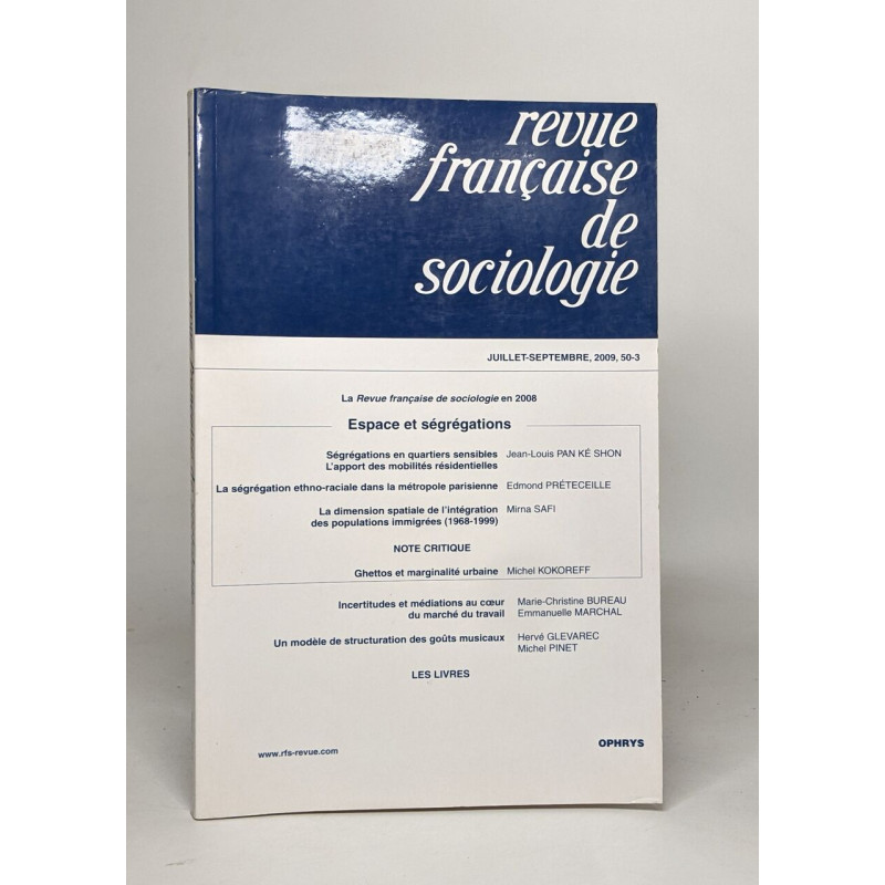 Revue française de sociologie / juillet-septembre 2009