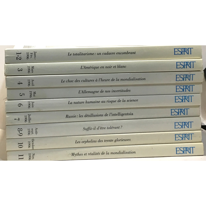 9 numéros de la revue Esprit année 1996 n°2 à 11 - le...