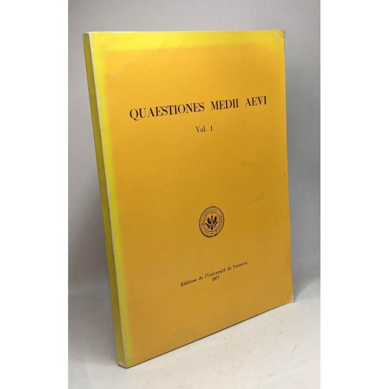 Quaestiones medii aevi - Vol. 1. / Université de Varsovie institut...