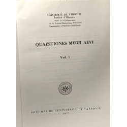 Quaestiones medii aevi - Vol. 1. / Université de Varsovie institut...