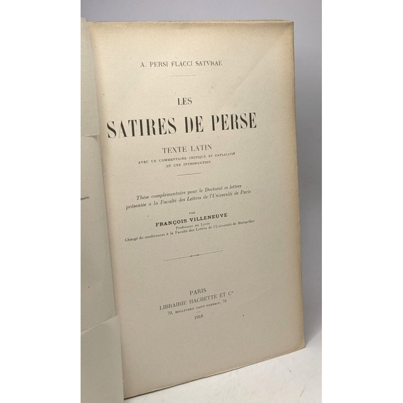 A. Persi Flacci Staurae - Les satires de Perse - texte latin - Thèse