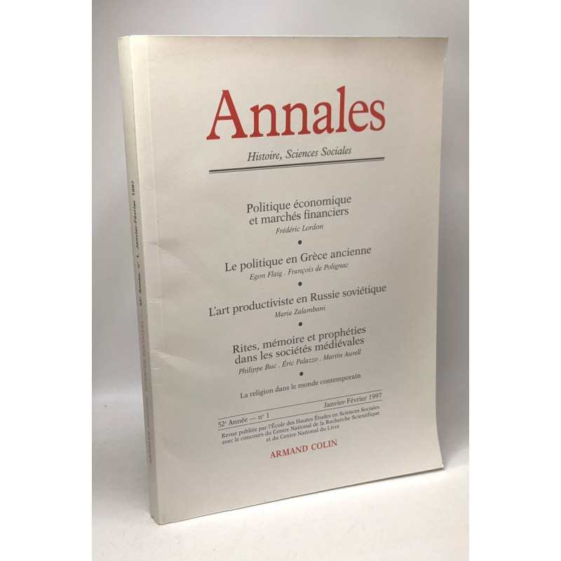 Annales janvier-février 1997 - 52e année - les Politiques...