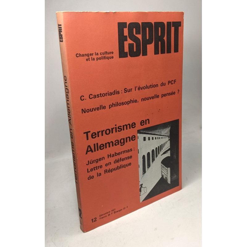 Revue esprit/ decembre 1977/ terrorisme en allemagne