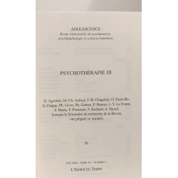 Adolescence N° 56 : Psychotérapie III - été 2006 TOME 24 numéro 2