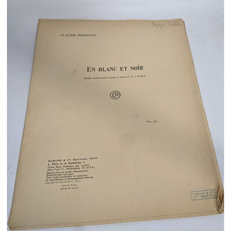 En blanc et noir - trois morceaux pour 2 pianos à 4 mains
