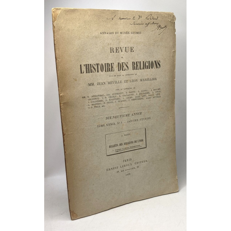 Bulletin des religions de l'Inde --- Revue de l'histoire des...