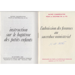 L'admission des femmes au sacerdoce ministériel instruction sur le...