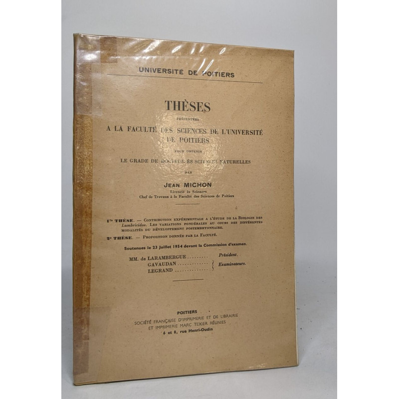 Thèses présentées à la faculté des sciences de l'université de...