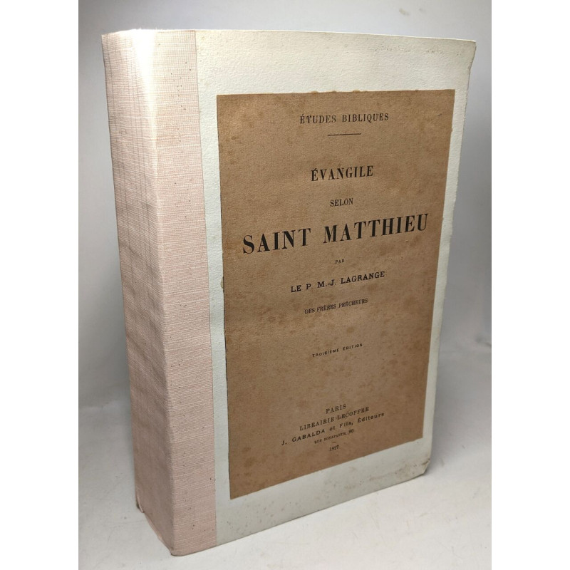 Evangile selon Saint Matthieu - Études bibliques --- 3e éd