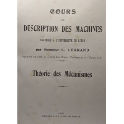 Cours de description des machines professé à l'université de Liège...