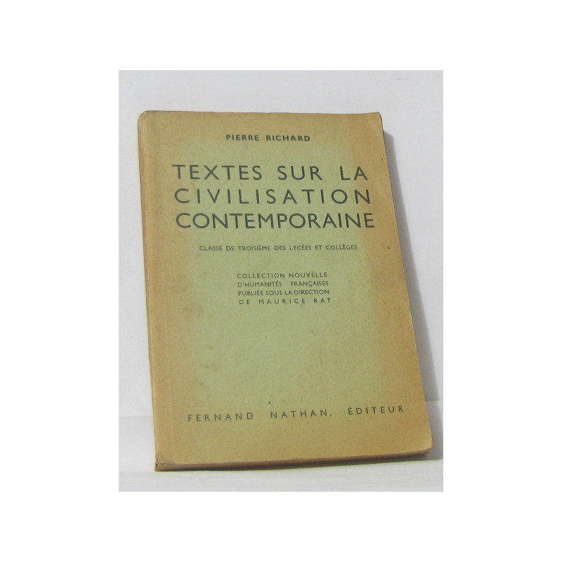 Textes sur la civilisation contemporaine classe de troisième des...