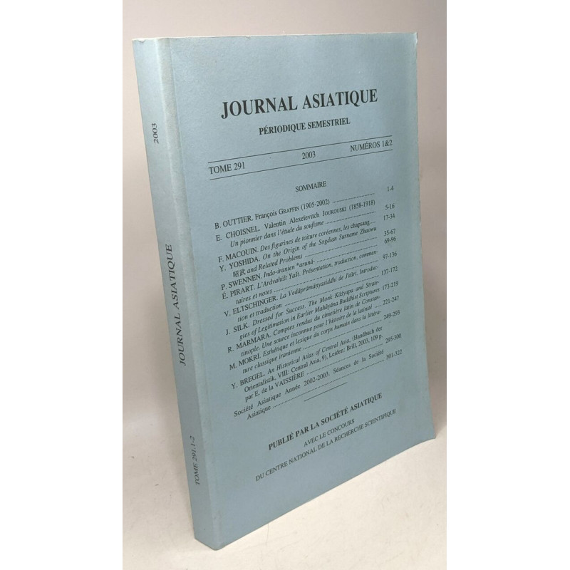 Journal asiatique - périodique semestriel - TOME 291 n°1&2 2003 /...