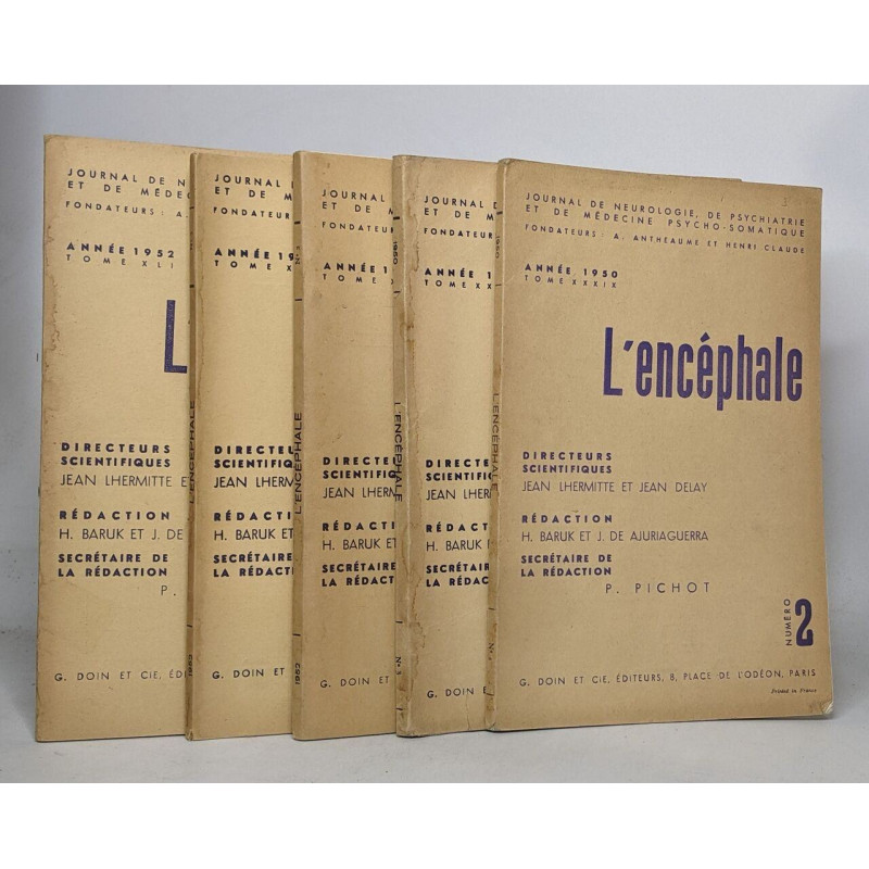 Lot de 5 numéros de "L'Encéphale. Journal de Neurologie et de...