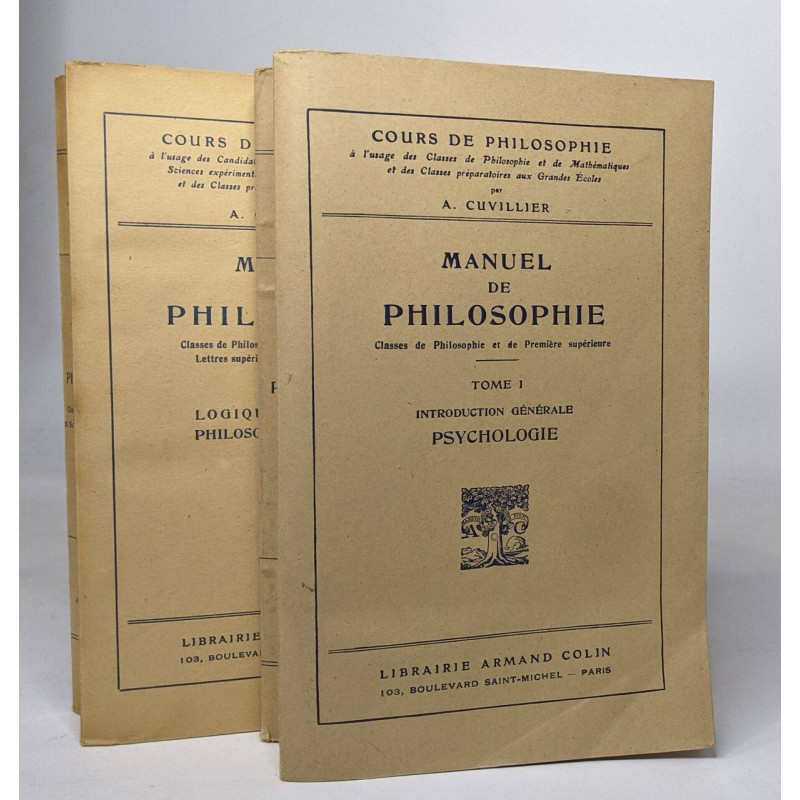 Lot de 2 "Manuel de philosophie" - tome 1 introduction générale...