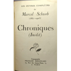 Chroniques (inédits) / Oeuvres complètes de Marcel Schwob (1867-1905)