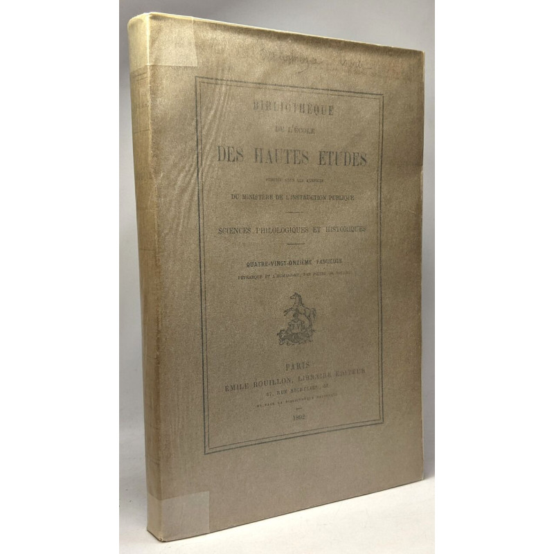 Bibliothèque de l'école des hautes études - sciences philologiques...