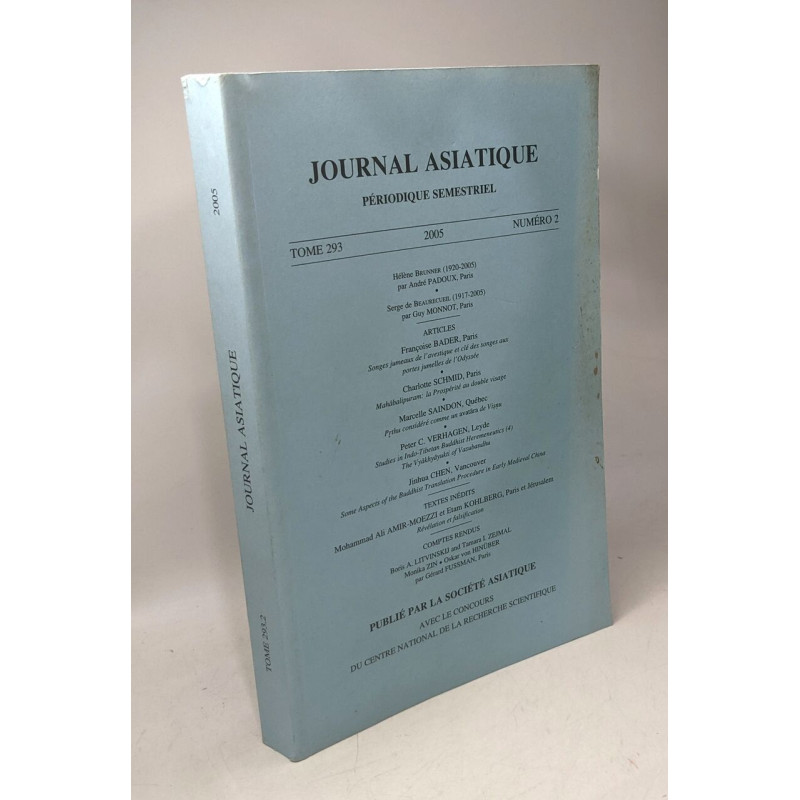 Journal asiatique - périodique semestriel - TOME 293 n°2 2005 /...