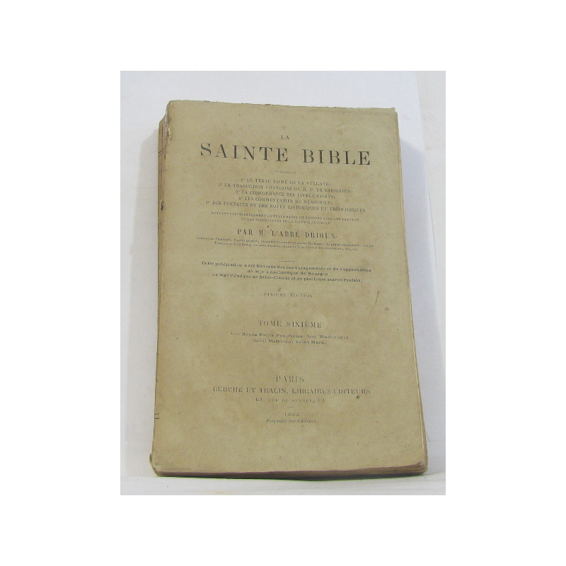 La sainte bible tome sixième