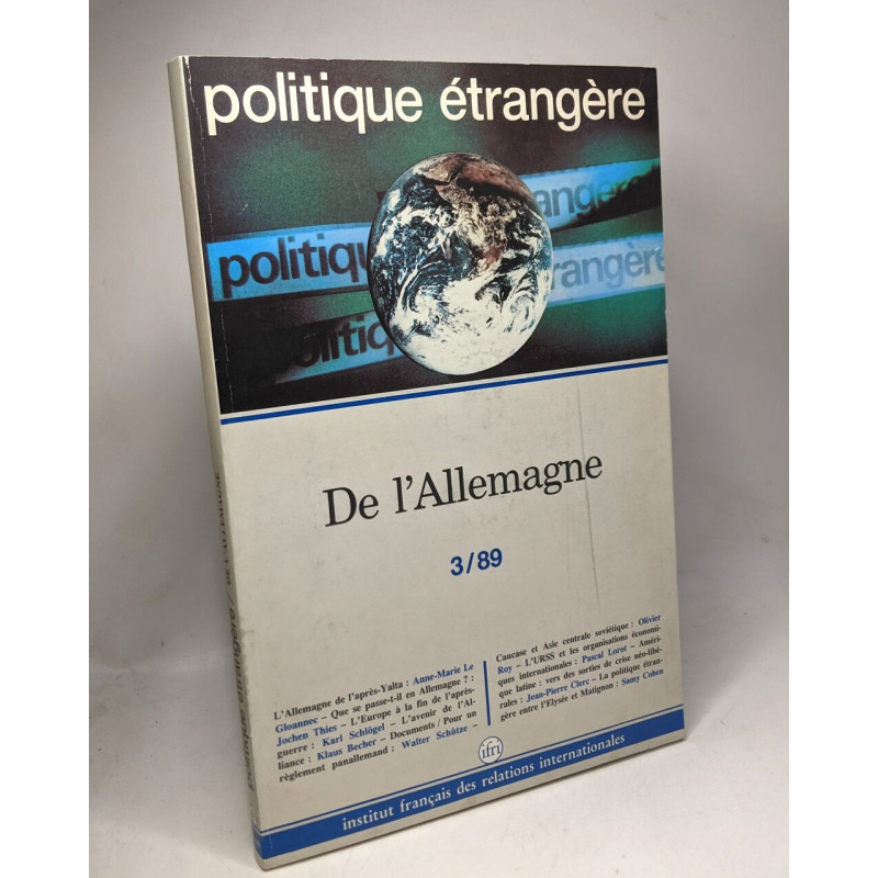 DE L'ALLEMAGNE Politique étrangère revue trimestrielle publiée par...