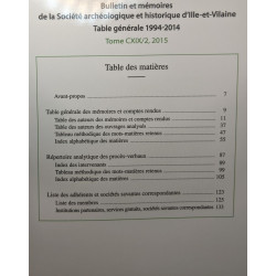 Table générale 1994-2014 --- Bulletin et mémoires --- tome CXIX /...