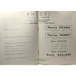 Phèdre - avec autographe des acteurs: Maurice Escande Thérèse...