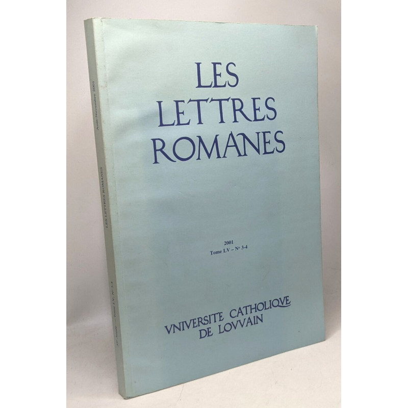 Les lettres romanes - TOME LV - n°3-4 2001