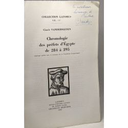Chronologie des préfets d'Egypte de 284 à 395 - collection Latomus...