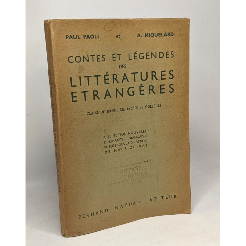Contes et légendes des littératures étrangères - classe de sixième...