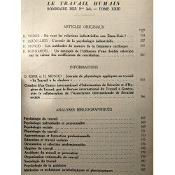 Le travail humain - revue trimestrielle - XXIIIe année n°3-4...