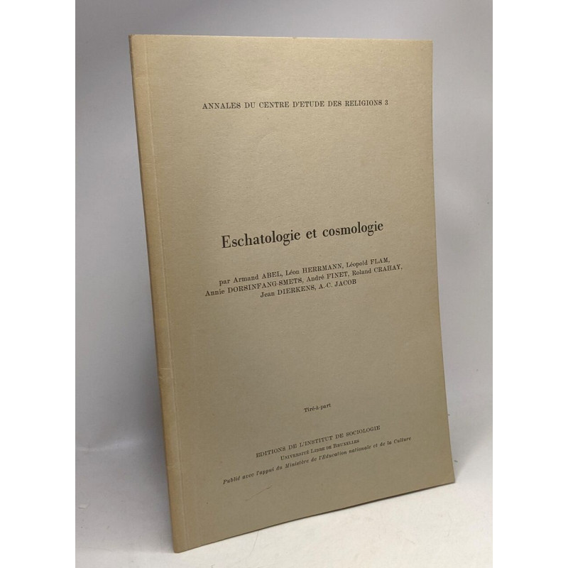 Eschatologie et cosmologie - annales du centre d'étude des...