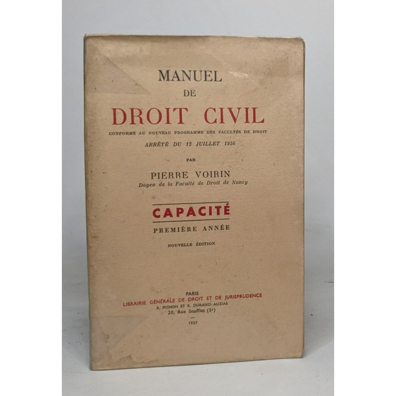 Manuel de droit civil droit privé notarial- capacité première année