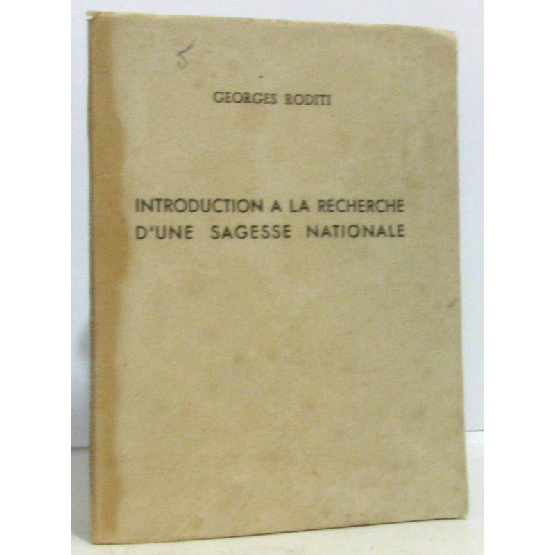 Introduction à la recherche d'une sagesse nationale (hommage de...
