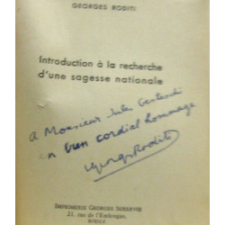 Introduction à la recherche d'une sagesse nationale (hommage de...