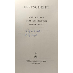 Festchrift Max Wegner zum sechzigsten geburtstag