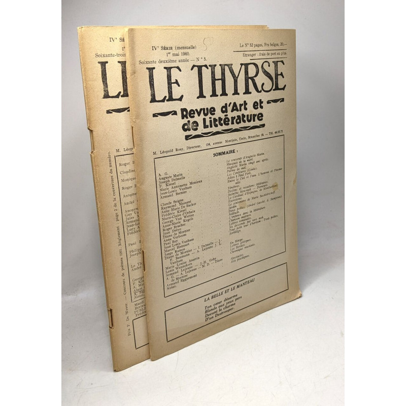 Le Thyrse - revue d'art et de littérature - IVe série - 1er Mai...