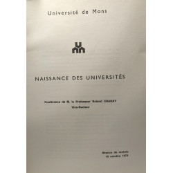 Naissance des universités - conférence de M. le Professeur Roland...