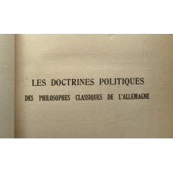 Les doctrines politiques des philosophes classiques de l'Allemagne
