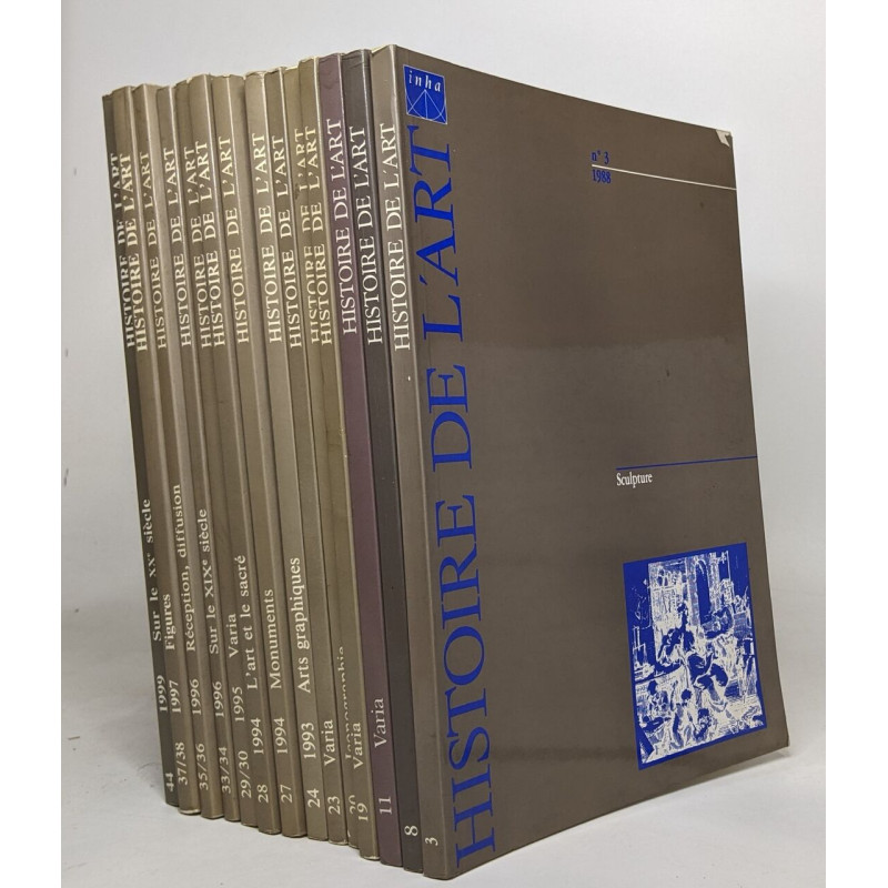 Lot de 13 numéros de "Histoire de l'art" revue Inha: N° 3 - 8 - 11...