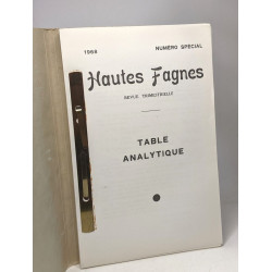 Table Analytique - Hautes Fagnes - revue trimestrielle - numéro...