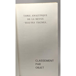 Table Analytique - Hautes Fagnes - revue trimestrielle - numéro...