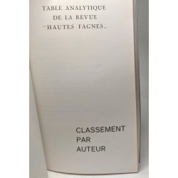 Table Analytique - Hautes Fagnes - revue trimestrielle - numéro...