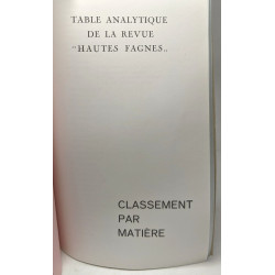 Table Analytique - Hautes Fagnes - revue trimestrielle - numéro...