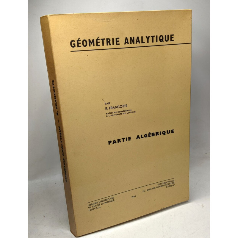 Géométrie analytique - partie algébrique