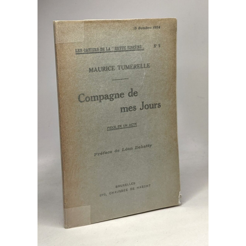 Compagne de mes jours - pièce en un acte - les cahiers de la...