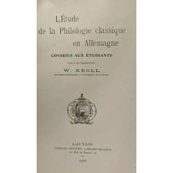 L'étude de la philologie classique en Allemagne - conseils aux...