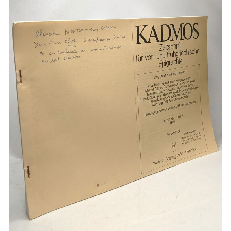 Kadmos - zeitschrift für vor- und frühgriechische epigraphik ---...