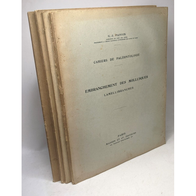 Cahiers de paléonthologie 4 volumes : embranchement ds coelentérés...