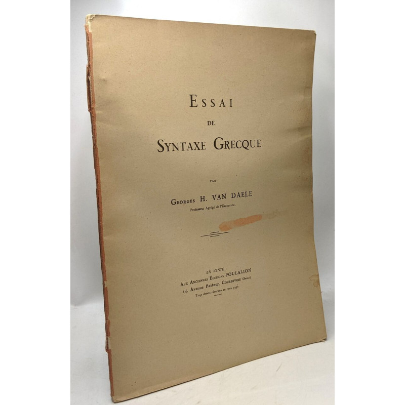 Essai de syntaxe grecque