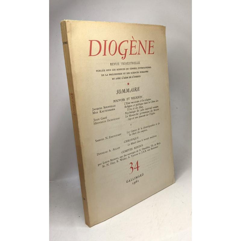 Diogène - Revue trimestrielle - N°34 - 1961 --- Pouvoir et Religion