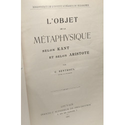 L'objet de la métaphysique selon Kant et selon Aristote -...